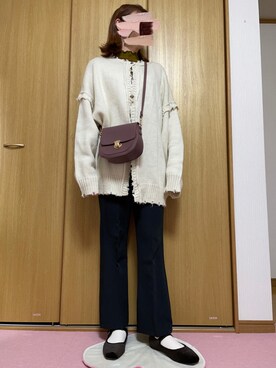 「メロートップス」｜「アイテム（バレエシューズ）」を使った、satomiii.さん（レディース・163cm）の冬コーディネート