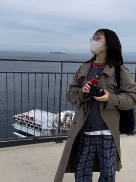 「秋冬」｜「アイテム（ステンカラーコート）」を使った、みさん（レディース・155cm）の秋コーディネート