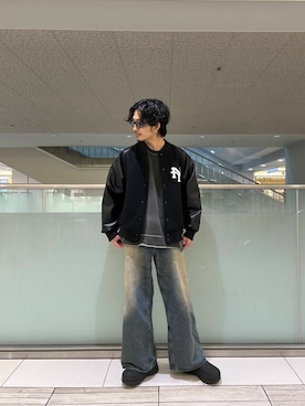 「アイテム（スタジャン）」を使った、SHUTOさん（メンズ・175cm）の冬コーディネート