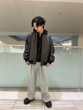 「アイテム（MA-1）」を使った、SHUTOさん（メンズ・175cm）の秋コーディネート