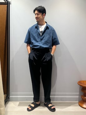 「hALON（アーロン）のアイテム」を使った、藤原さん（メンズ・177cm）の夏コーディネート
