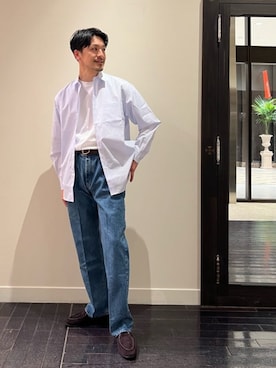 「united arrows」｜「アイテム（スリッポン）」を使った、藤原さん（メンズ・177cm）の夏コーディネート