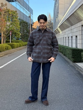 「トレンド」｜「アイテム（その他アウター）」を使った、藤原さん（メンズ・177cm）の冬コーディネート