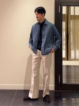 「united arrows」｜「アイテム（スリッポン）」を使った、藤原さん（メンズ・177cm）の春コーディネート