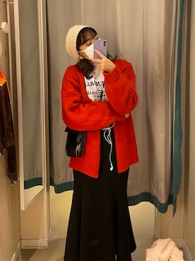 「H&M（エイチ・アンド・エム）のアイテム（ハンチング/ベレー帽）」を使った、YABI➰さん（レディース・162cm）の冬コーディネート