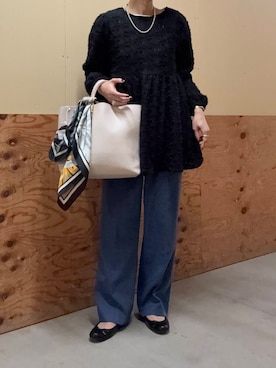 「アイテム（バレエシューズ）」を使った、田島梨々奈さん（レディース・164cm）の冬コーディネート