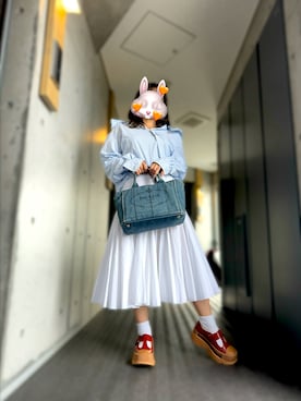 「ブラウスコーデ」｜「アイテム（ローファー）」を使った、からあげさん（レディース・150cm）の秋コーディネート