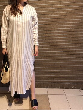 「JOURNAL STANDARD（ジャーナルスタンダード）のアイテム（シャツワンピース、ホワイト系）」を使った、riorさん（レディース）の夏コーディネート