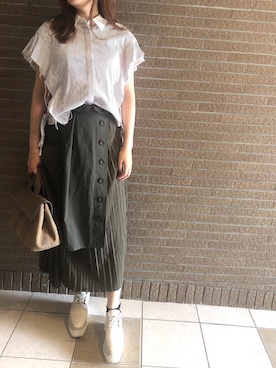 「STELLA McCARTNEY（ステラマッカートニー）のアイテム（ローファー）」を使った、riorさん（レディース・163cm）の夏コーディネート