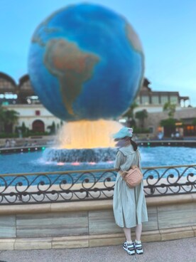 「earth music&ecology（アースミュージックアンドエコロジー）のアイテム（サンダル、ホワイト系）」を使った、ふーさん（レディース・159cm）の夏コーディネート