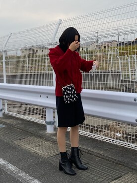 「GU（ジーユー）のアイテム（パンツ、ブラック系）」を使った、帆夏さん（レディース・155cm）の秋コーディネート