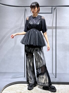 「アイテム（デニムパンツ、シルバー系）」を使った、ココロさん（レディース・169cm）の夏コーディネート