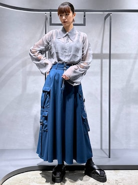 「HARE（ハレ）のロングラリエットネックレス(HARE)（ネックレス）」を使った、ココロさん（レディース・169cm）の春コーディネート