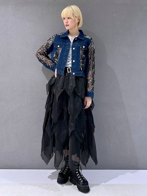 セール】デニムレースキリカエブルゾン(HARE)（デニムジャケット