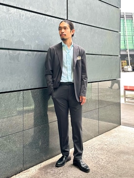 「CROCKETT&JONES（クロケットアンドジョーンズ）の＜CROCKETT&JONES＞ BOSTON2/ローファー（ローファー、ブラウン系）」を使った、田中千加良さん（メンズ・173cm）の夏コーディネート