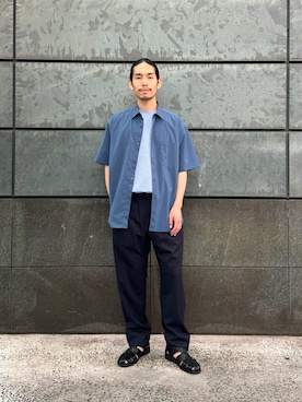「Paraboot（パラブーツ）のアイテム（サンダル）」を使った、田中千加良さん（メンズ・173cm）の夏コーディネート