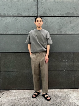 「hALON（アーロン）のアイテム」を使った、田中千加良さん（メンズ・173cm）の夏コーディネート