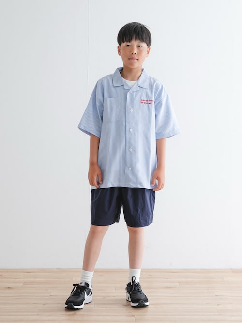 『WEB/一部店舗限定サイズ』ロゴ刺繍ストライプシャツ(KIDS)