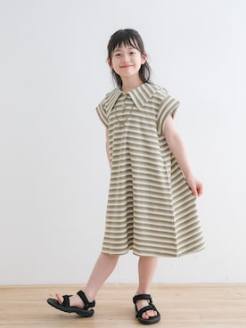 「URBAN RESEARCH DOORS（アーバンリサーチドアーズ）の『WEB/一部店舗限定サイズ』セーラーカラーカットワンピース(KIDS)（ワンピース）」を使った、DOORS KIDSさん（キッズ・125cm）の夏コーディネート