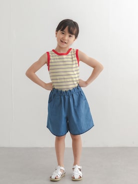 「URBAN RESEARCH DOORS（アーバンリサーチドアーズ）の『別注』Robert P Miller×DOORS　MILLERボーダータンクトップ（その他トップス、イエロー系）」を使った、DOORS KIDSさん（キッズ・120cm）の夏コーディネート