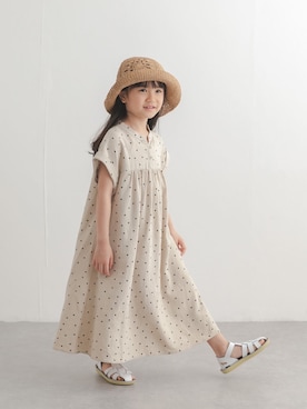 「URBAN RESEARCH DOORS（アーバンリサーチドアーズ）のペーパークロシェハット(KIDS)（ハット、ブラウン系）」を使った、DOORS KIDSさん（キッズ・120cm）の夏コーディネート