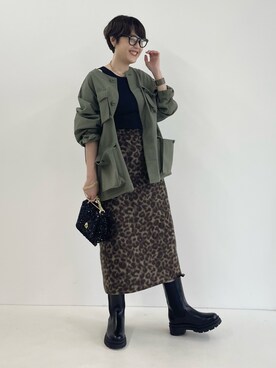 「秋先取りコーデ」｜「アイテム（ミリタリージャケット）」を使った、nol SUGAさん（レディース・158cm）の秋コーディネート