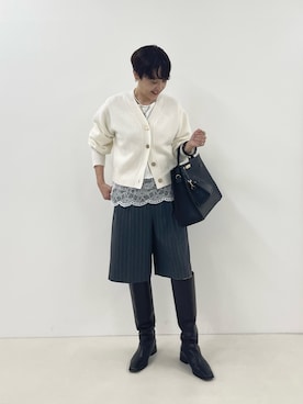 「NOLLEY’S（ノーリーズ）のアイテム（ショルダーバッグ）」を使った、nol SUGAさん（レディース・158cm）の秋コーディネート