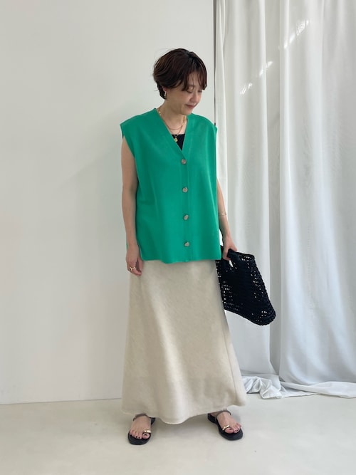 【新品】NOLLEY'S シアースラブローンスカート 38 グリーン　麻混 新品】NOLLEY'S シアースラブローンスカート 38 グリーン 麻混
