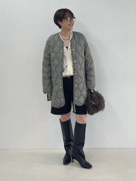 「アイテム（ダウンジャケット/コート、グリーン系）」を使った、nol SUGAさん（レディース・158cm）の夏コーディネート