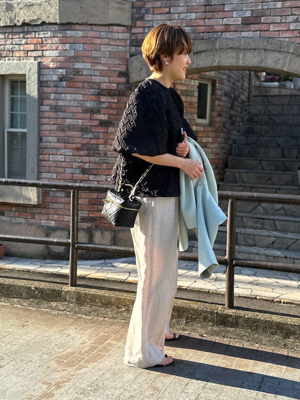 NOLLEY'S五明祐子さん着用 ◇POLY・LINEN マニッシュワイドパンツ NOLLEY'S（ノーリーズ）の「五明祐子さん着用 ◇【WEB限定】POLY