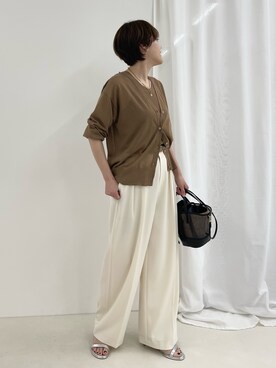 「NOLLEY’S Sophi（ノーリーズソフィ）の《アンサンブル対応》《手洗い可能》イタリー糸ホルターネックタンクトップ（タンクトップ）」を使った、nol SUGAさん（レディース・158cm）の春コーディネート