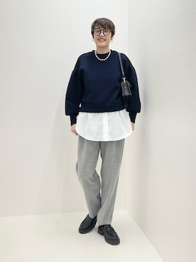 「ショート丈トップス」｜「アイテム（その他シューズ）」を使った、nol SUGAさん（レディース・158cm）の秋コーディネート
