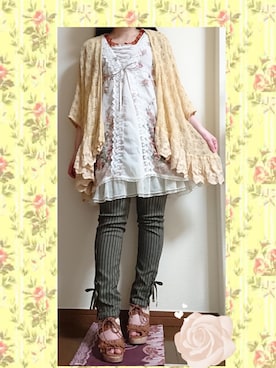 「axes femme（アクシーズファム）のアイテム（カーディガン/ボレロ）」を使った、しゃけまろさん（レディース・148cm）の秋コーディネート
