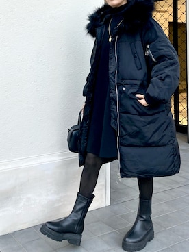 「deux amour（ドゥーザムール）のアイテム（ジャケット/アウター）」を使った、ミドリ🐎🐎🐎さん（レディース・160cm）の冬コーディネート