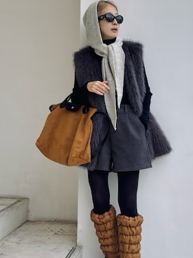 「アイテム（ネックウォーマー/スヌード）」を使った、ミドリ🐎🐎🐎さん（レディース・160cm）の秋コーディネート