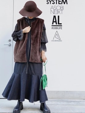 「passage mignon/flaneur（パサージュミニョンフラヌール）のアイテム」を使った、ミドリ🐎🐎🐎さん（レディース・160cm）の秋コーディネート