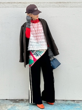 「アイテム（ストール/ショール）」を使った、ミドリ🐎🐎🐎さん（レディース・160cm）の冬コーディネート