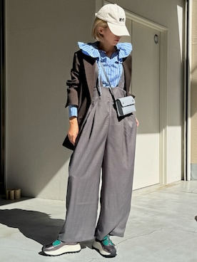 「アイテム（サロペット/オーバーオール）」を使った、ミドリ🐎🐎🐎さん（レディース・160cm）の秋コーディネート