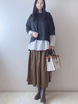 スカートを使った ストライプシャツ の人気ファッションコーディネート Wear