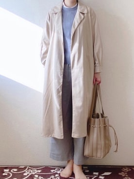 「サックスブルー」｜「アイテム（トレンチコート）」を使った、susan925さん（レディース・163cm）の春コーディネート