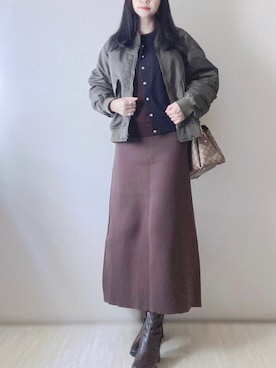 「GU（ジーユー）のアイテム（MA-1）」を使った、susan925さん（レディース・163cm）の冬コーディネート