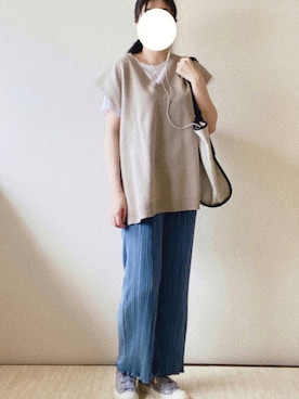 「ベスト×Tシャツ」｜「アイテム（その他）」を使った、susan925さん（レディース・163cm）の夏コーディネート