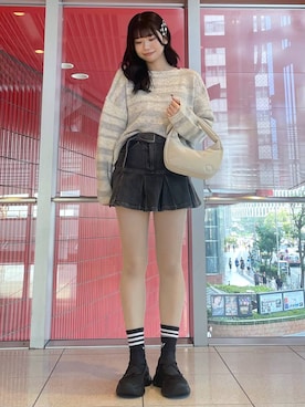 「3.3 Field Trip （3.3フィールドトリップ）の3.3 Field Trip／プリーツデニムスカート 2977561（デニムスカート）」を使った、𝑀𝑜𝑚𝑜さん（レディース・162cm）の秋コーディネート