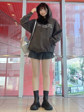 「3.3 Field Trip （3.3フィールドトリップ）の3.3 Field Trip／プリーツデニムスカート 2977561（デニムスカート）」を使った、𝑀𝑜𝑚𝑜さん（レディース・162cm）の秋コーディネート