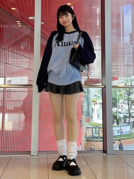 「3.3 Field Trip （3.3フィールドトリップ）の3.3 Field Trip／プリーツデニムスカート 2977561（デニムスカート）」を使った、𝑀𝑜𝑚𝑜さん（レディース・162cm）の秋コーディネート