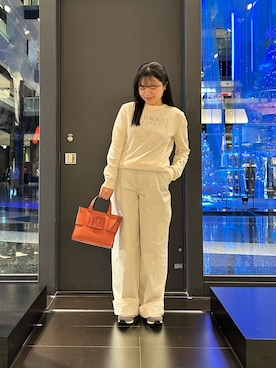 「アイテム（デニムパンツ、ベージュ系）」を使った、SAYOさん（レディース・156cm）の秋コーディネート