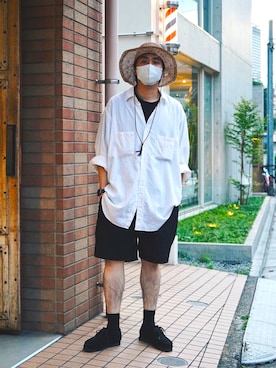 「アイテム（帽子）」を使った、YouthKさん（メンズ・178cm）の夏コーディネート