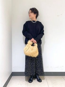 「BARNYARDSTORM（バンヤードストーム）のBARNYARDSTORM / ウォームツイルストレッチギャザープルオーバー / ハンドウォッシャブル【吸湿発熱】（Tシャツ/カットソー）」を使った、Hiyoさん（レディース・152cm）の秋コーディネート