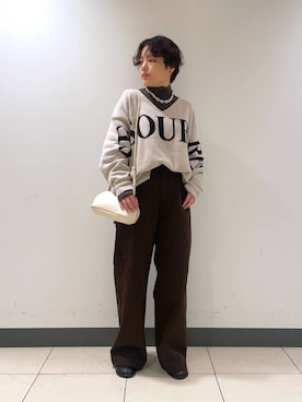 「BARNYARDSTORM（バンヤードストーム）のBARNYARDSTORM / ウォームストレッチチノパンツ / マシンウォッシャブル（チノパンツ）」を使った、Hiyoさん（レディース・152cm）の秋コーディネート