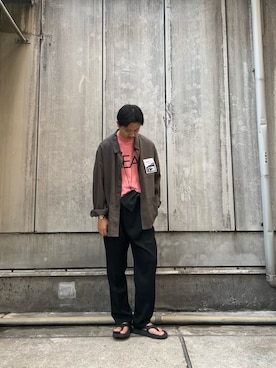 「アイテム（カバーオール）」を使った、八木さん（メンズ・178cm）の夏コーディネート